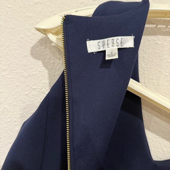 Spense V-neck Sleeveless Dress Laser Cut Pleated Party Wedding Navy Women’s Sz 8 - Picture 10 of 13